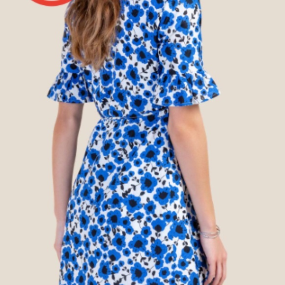 Francesca's Blue Floral Wrap Dress - Picture 2 of 5